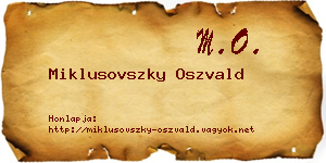 Miklusovszky Oszvald névjegykártya